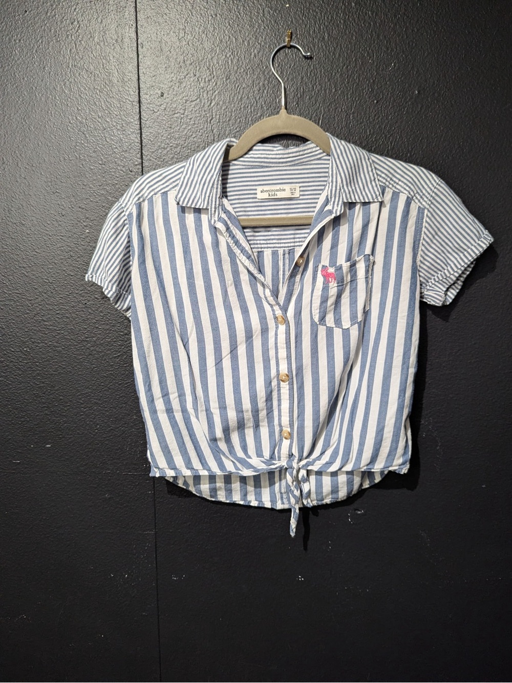 abercrombie kids Blue and White Striped Button Shirt